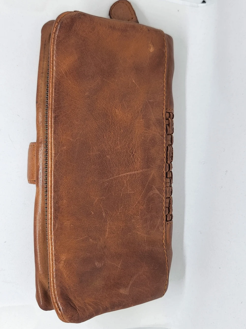 Vintage Boho Woven Leather Snap Wallet
